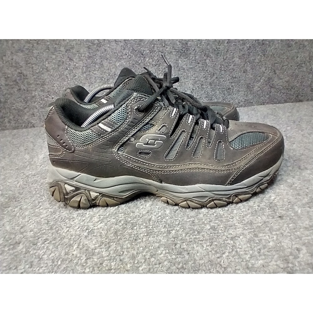 Skechers After Burn Memory Fit Mens 10.5 Extra Wide 4E Black Charcoal Trail Shoe